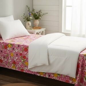 Vintage 70's Graphic Tulip Floral Print Twin Flat Sheet